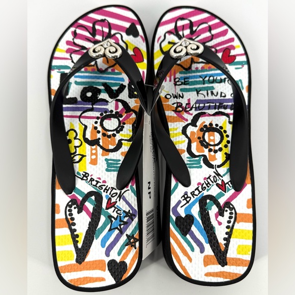 Brighton Moda Wedge Platform Flip Flops Thong Sandals w/Heart Accent, Size 8 NWT - Picture 6 of 12